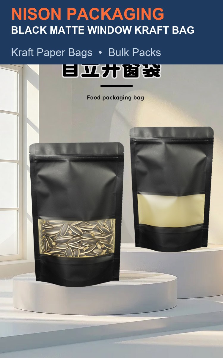 Black Matte Window Kraft Bag detail 1