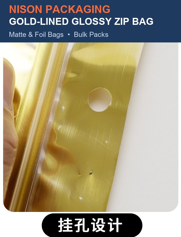 Gold-Lined Glossy Zip Bag detail 5