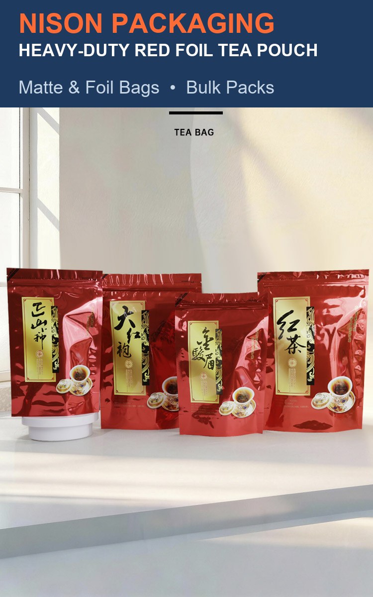 Heavy-Duty Red Foil Tea Pouch detail 1