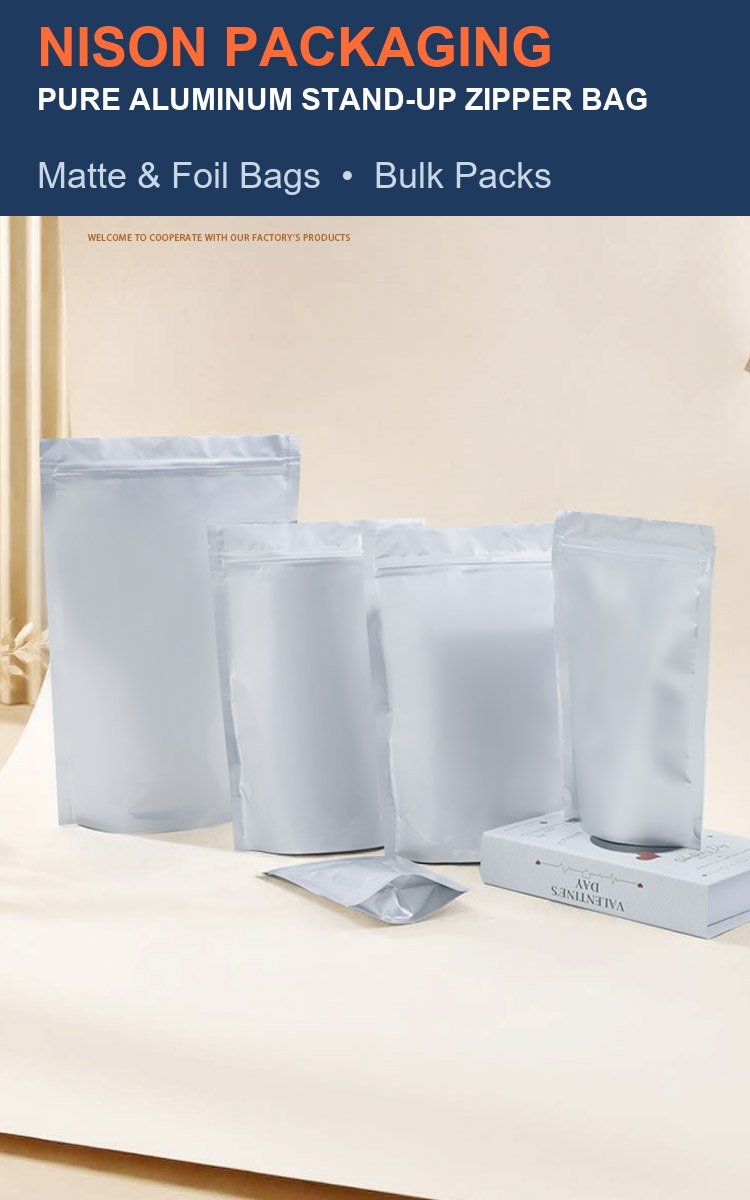 Pure Aluminum Stand-Up Zipper Bag detail 1