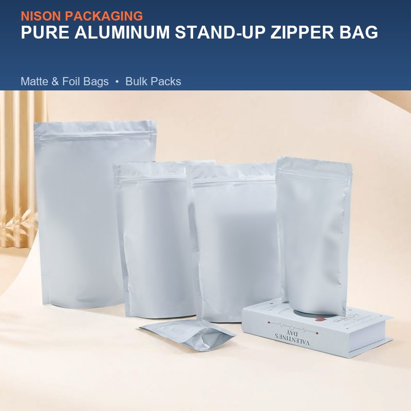 Pure Aluminum Stand-Up Zipper Bag